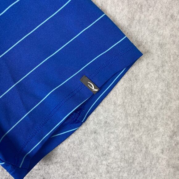 KJUS Mens L 52 Stripe Polo Short Sleeve Blue Golf Shirt UPF50+ - Picture 3 of 6